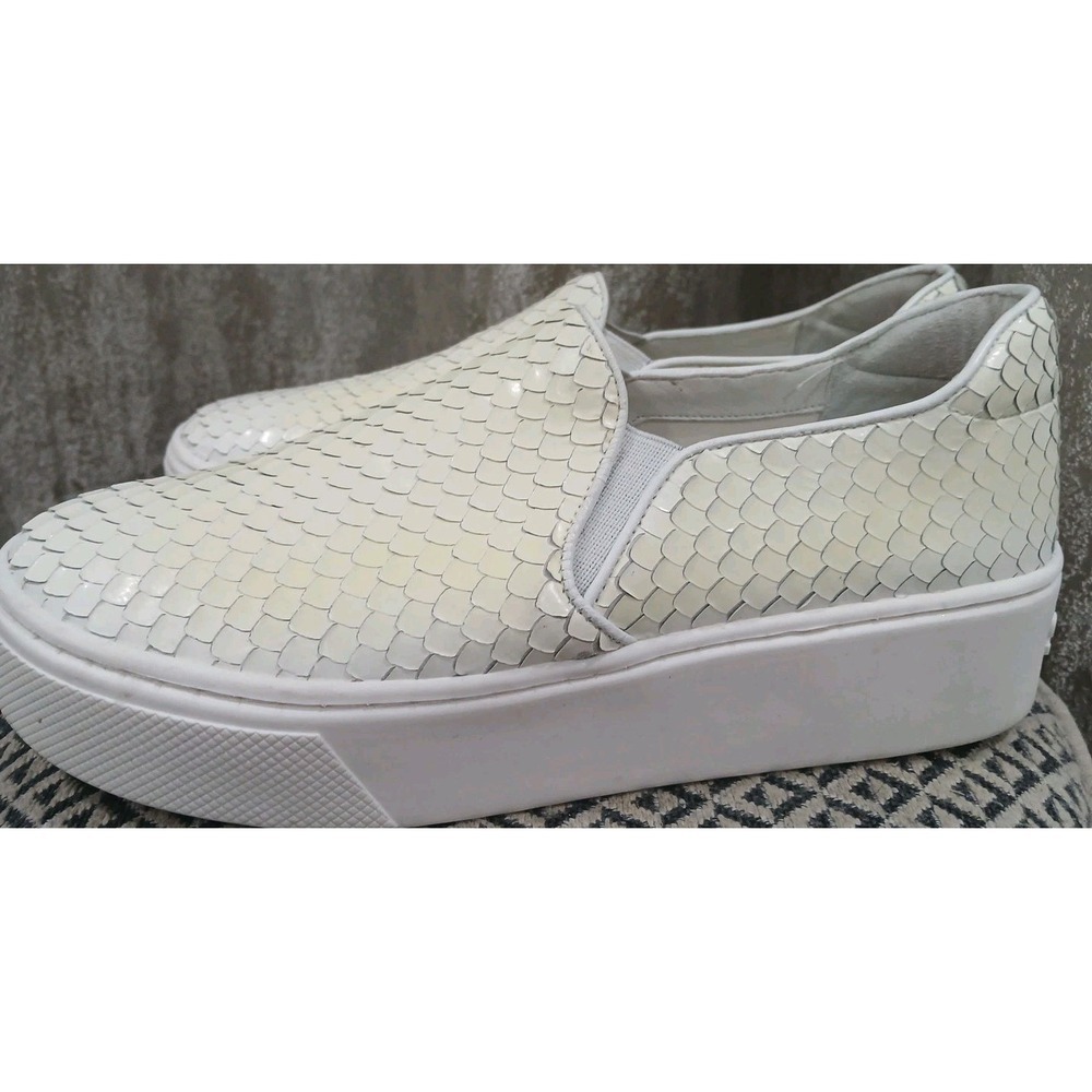 Schutz White Scale Textured Platform Slip On Snea… - image 3